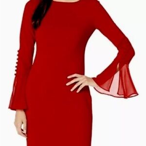 Chic Long Sleeve Red Dress